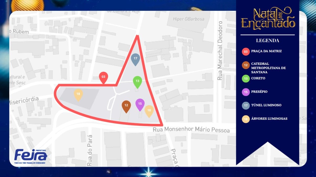 Feira de Santana ganhará decoração com percurso natalino iluminado até o dia 10 de dezembro, anuncia prefeito