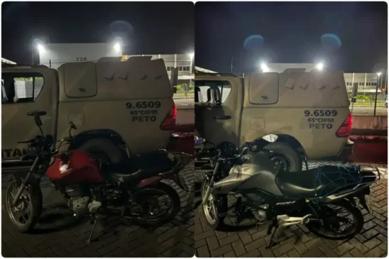 PM recupera duas motocicletas roubadas após perseguição policial em Feira de Santana