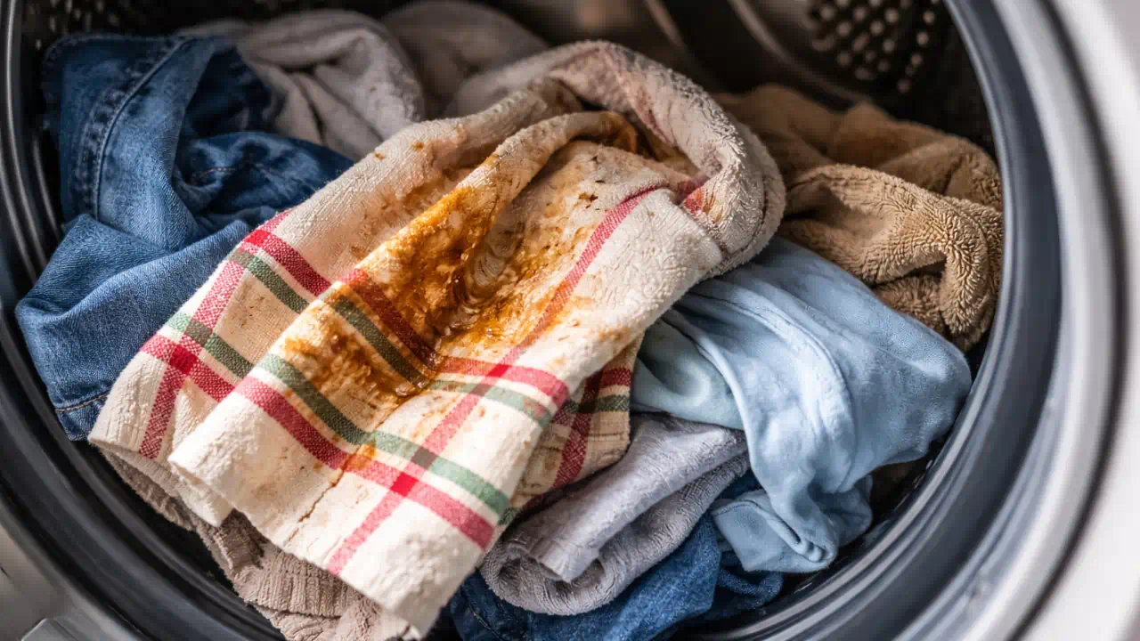 5 falhas ao lavar pano de prato junto com roupas que criam contaminação cruzada