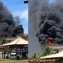 Casa pega fogo em condom&iacute;nio de luxo de Guarajuba