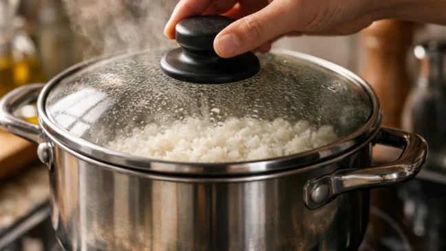 Cozinhar arroz com a panela tampada do jeito errado muda a textura sem você notar