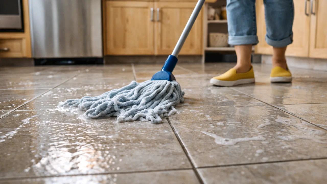 Donas de casa estão usando água demais ao lavar o chão da cozinha e isso traz mofo