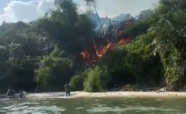 Incêndio em bambuzal causa pânico e prejuízos na Praia da Bica em Saubara | Foto: Ed Santos/ Acorda Cidade