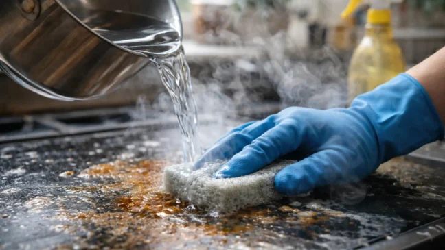 Por que usar água quente em tudo piora a limpeza da cozinha e fixa a sujeira em algumas superfícies