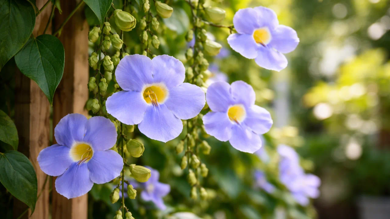 Tumbérgia-azul 4 maneiras de estimular floração contínua em áreas externas