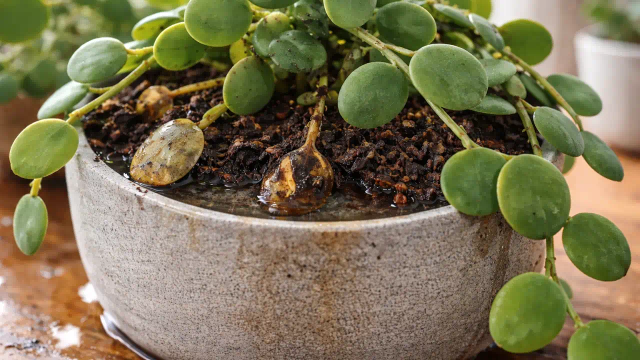 A planta-dólar (xerosicyos danguyi) apodrece em silêncio quando o vaso retém água