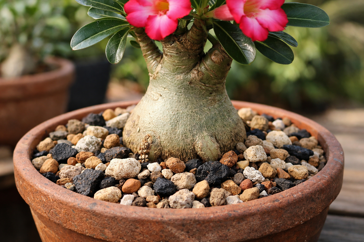 Quatro erros graves de substrato impedem o engrossamento do caule da rosa-do-deserto