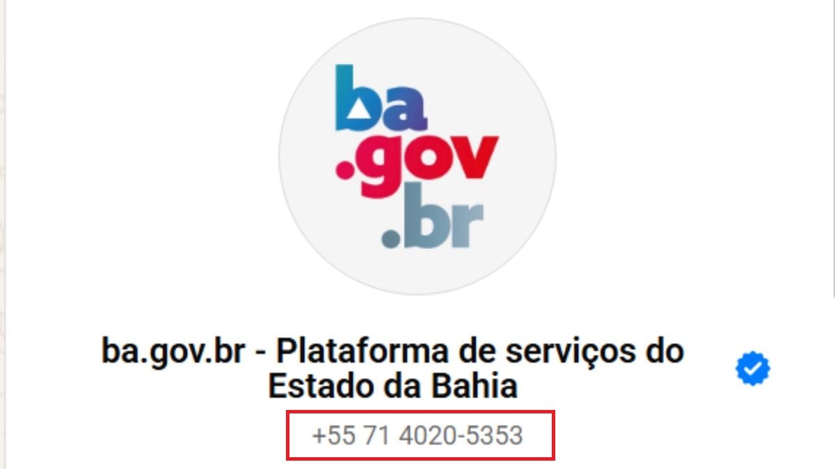 Perfil oficial da Defesa Civil da Bahia no WhatsApp 