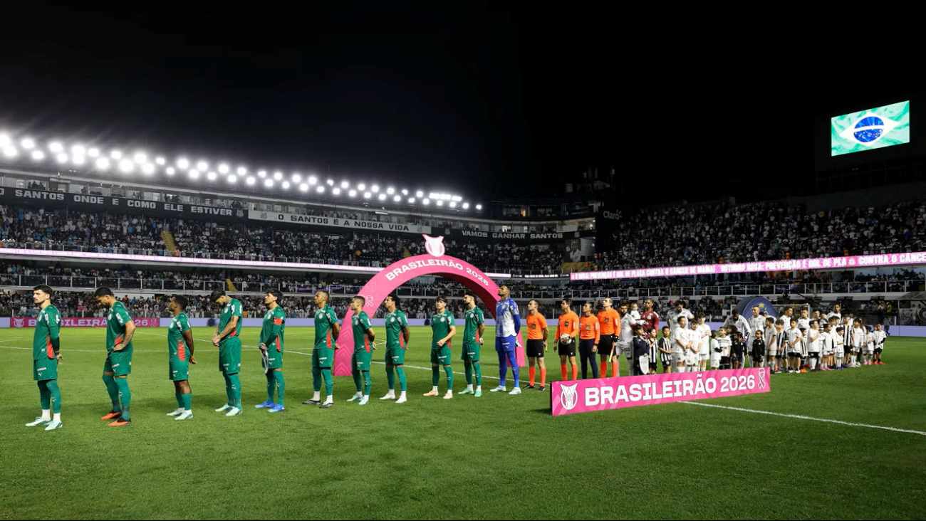 Palmeiras, em jogo contra a equipe do Santos FC