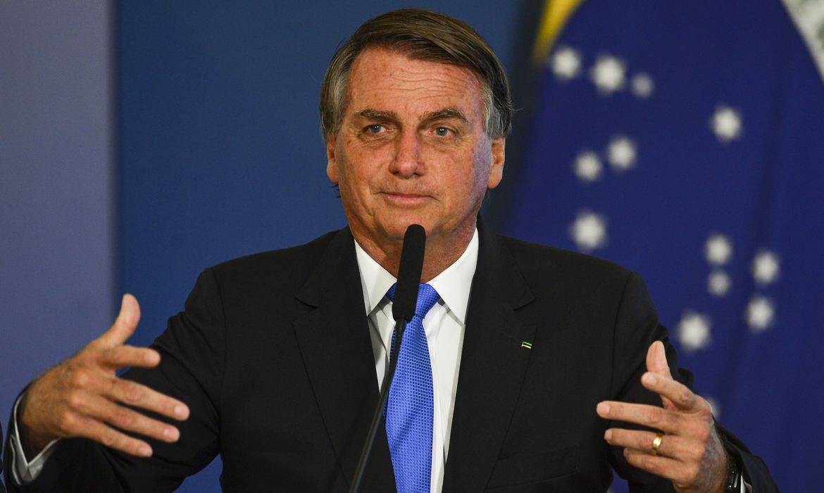 O presidente Jair Bolsonaro durante o lançamento do Canal Educação e do Canal Libras, no Palácio do Planalto.