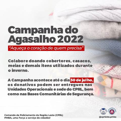 Segue até dia 30, Campanha do Agasalho promovida pela Polícia Militar