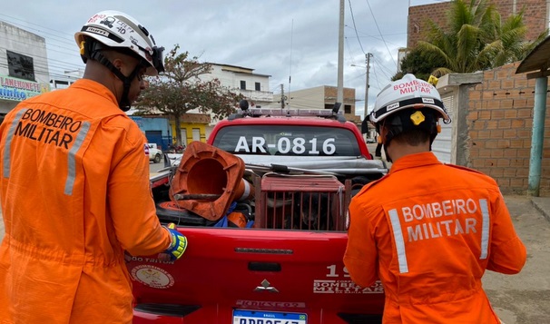 Rottweiler foi capturado em uma casa pelo Corpo de Bombeiros