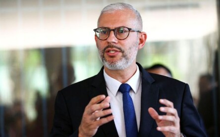 O ministro da Educação, Victor Godoy, durante entrevista coletiva no ministério.