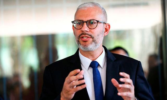 O ministro da Educação, Victor Godoy, durante entrevista coletiva no ministério.