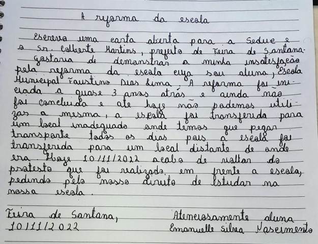 Carta Aberta pede conclusão de reforma em escola_ Foto Redes Sociais