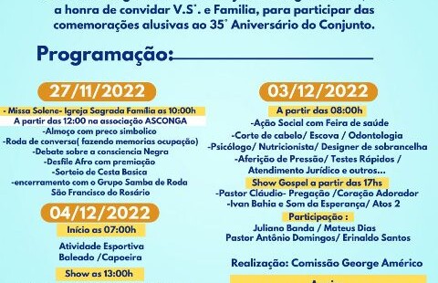 Programação 35º aniversário do George Américo_ Divulgação