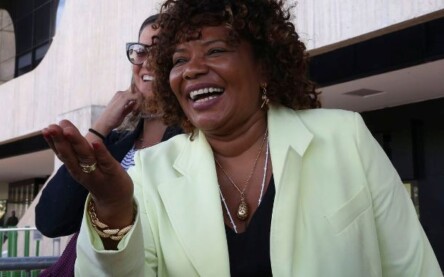 A cantora Margareth Menezes da Purificação, fala à imprensa no CCBB Brasília