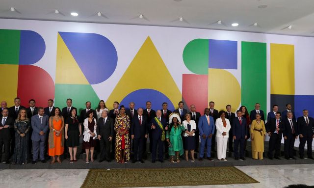 Foto oficial na cerimônia de posse do presidente da República, Luiz Inácio Lula da Silva no Palácio do Planalto