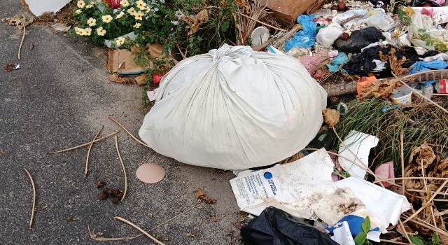 Muro de terreno localizado na Rua Maria Soares Cardoso, no bairro Parque Ipê, está servindo como ponto para o descarte irregular de lixo. (Foto: Paulo José/Acorda Cidade)