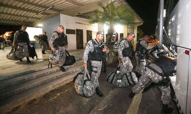 Natal (RN) - Efetivo da Força Nacional chega ao RN para dar apoio no combate a criminosos.