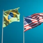 Bandeiras do Brasil e do EUA