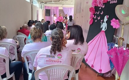 Campanha outubro rosa no sintrafs ft Paulo José acorda cidade