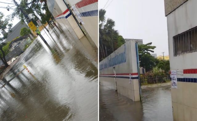 Ruas alagadas após chuvas em Feira de Santana