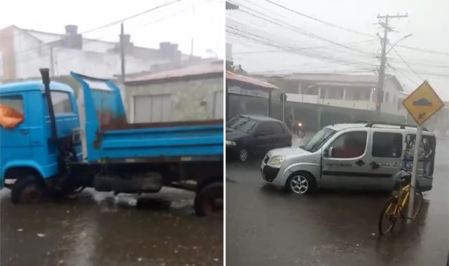 Ruas alagadas após chuvas em Feira de Santana