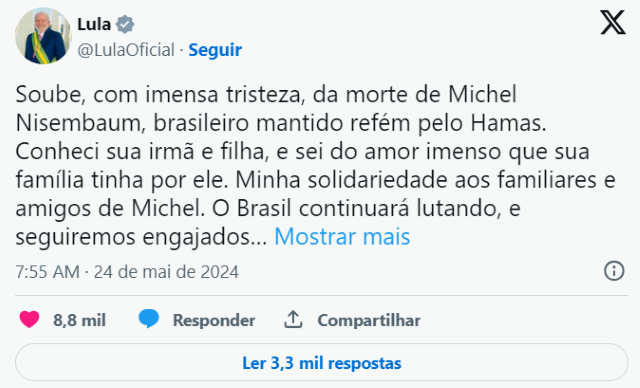 postagem de Lula